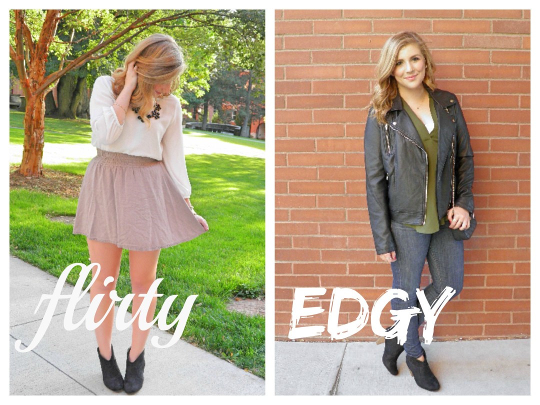 Black booties two ways flirty and edgy outfit