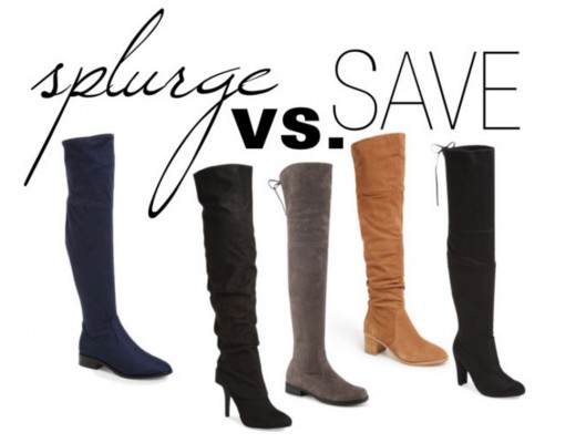 splurge versus save suede over the knee boots