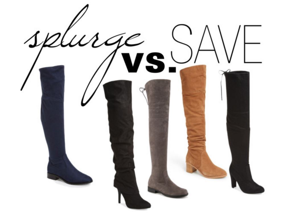 splurge versus save suede over the knee boots